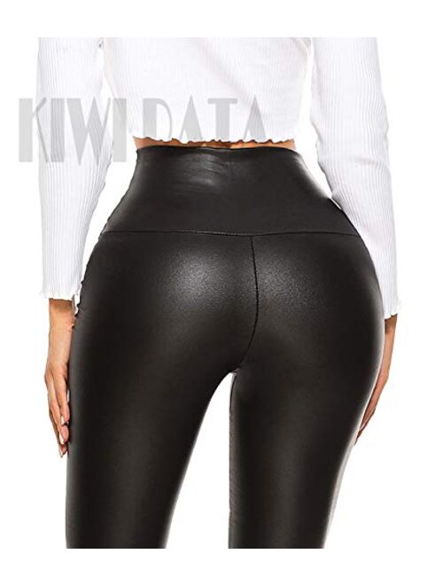 Buy KIWI RATA Women's High Waist Faux Leather Leggings PU Butt Lifting  Black Sexy Sport Yoga Pants for Causal online