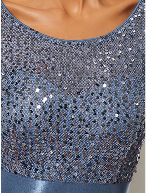 Ever-Pretty Women's V-neck Sequin Maxi Dress Long Evening Dress 00683 Navy Blue US4