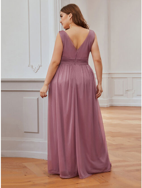 Ever-Pretty Plus Size Glitter Evening Prom Dress 77642 Orchid US12