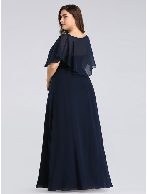 Ever-Pretty Womens Chiffon Elegant Plus Size Bridesmaid Dresses for Women 07762 Navy Blue US16
