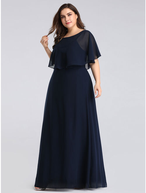 Ever-Pretty Womens Chiffon Elegant Plus Size Bridesmaid Dresses for Women 07762 Navy Blue US16