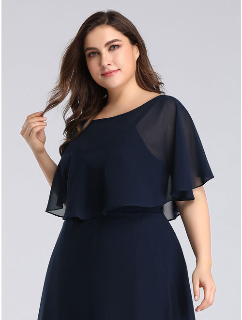 Ever-Pretty Womens Chiffon Elegant Plus Size Bridesmaid Dresses for Women 07762 Navy Blue US16