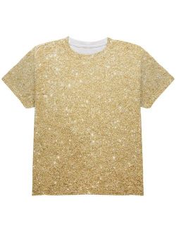 Faux Gold Glitter All Over Youth T Shirt Multi YSM