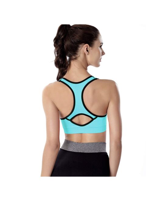 3 Pack Women Racerback Sports Bras High Impact Workout Yoga Gym Activewear Fitness Bra