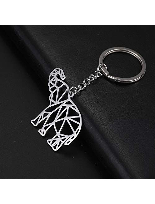 cooltime Stainless Steel Keyring Geometric Hollow Out Animal Elephant Keychain for Unisex Animal Lover