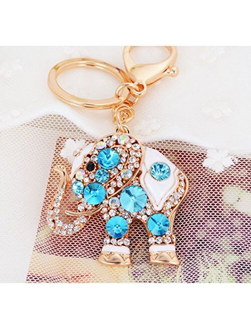 Aibearty Fashionable Diamond Crystal Rhinestone Elephant Keychain Bag Charm Pendent