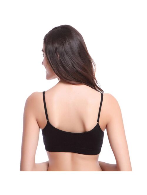 Womens Sports Yoga Fitness Camisole Bras, Wire Free Thin Padded Underwear Adjusted-Straps Seamless Comfortable Casual Cotton Bra Sports Bra Sleep Bra with with Padded for