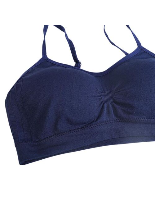 Womens Sports Yoga Fitness Camisole Bras, Wire Free Thin Padded Underwear Adjusted-Straps Seamless Comfortable Casual Cotton Bra Sports Bra Sleep Bra with with Padded for