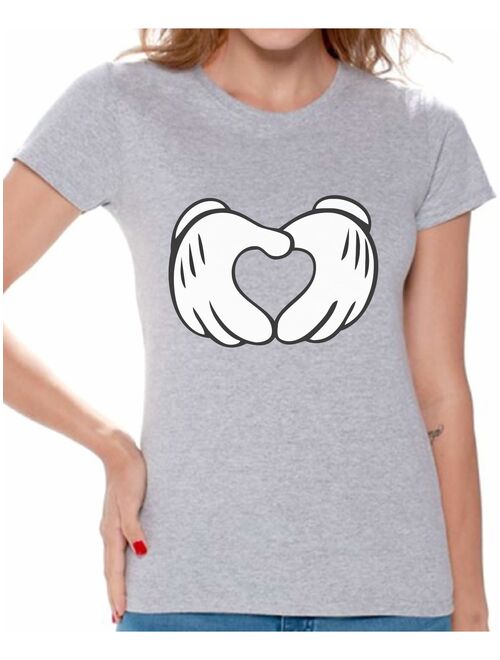 Awkward Styles Cartoon Hands Heart Shirt for Women Valentine Heart T Shirt Cute Valentine Heart Women's Tshirt Valentine's Day Love Gift Idea for Her Heart Valentines Day