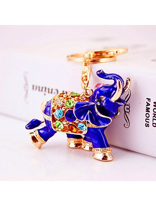 3D Luxury Elephant Keychain Sparkling Keyring Crystal Rhinestones Purse Pendant Handbag Charm