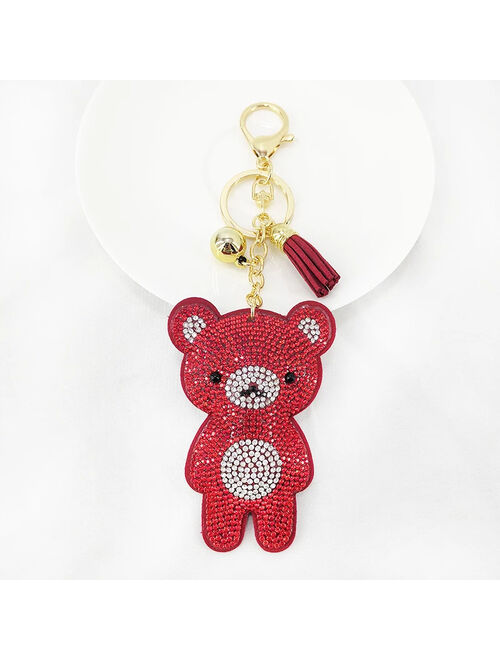 Cute Sparkling Shape Bag Charm Teddy Bear Keychain Car Keychain