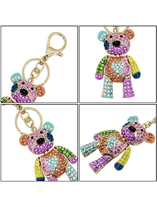 Women Girl Crystal Rhinestone Keychain Sparkling Key Ring Charm Purse Pendant Handbag Bag Decoration Teddy Bear Keychain