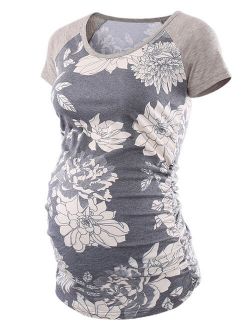 Women's Short Sleeve Ruched Maternity T Shirt Top