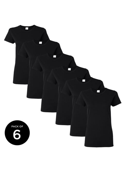 Gildan Black Women T-Shirts Value Pack Shirts for Women Pack of 6 Pack of 12 Black Shirts for Women Gildan T-shirts for Women Black T-shirt Casual Shirt Basic Shirts Plai