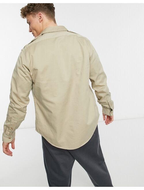 Polo Ralph Lauren piece dye chino over shirt classic oversized fit in khaki beige