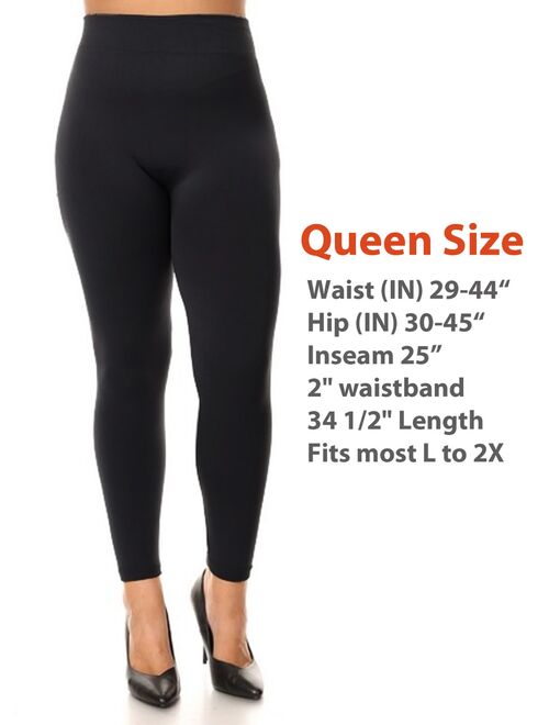 Women Queen Size Warm Fleece Lined Full Length Leggings Plus Size (L/1X/2X)
