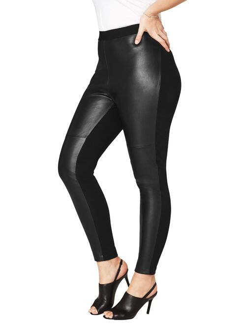 Roaman's Women's Plus Size Faux-Leather Legging Vegan Leather Stretch Sexy Pants