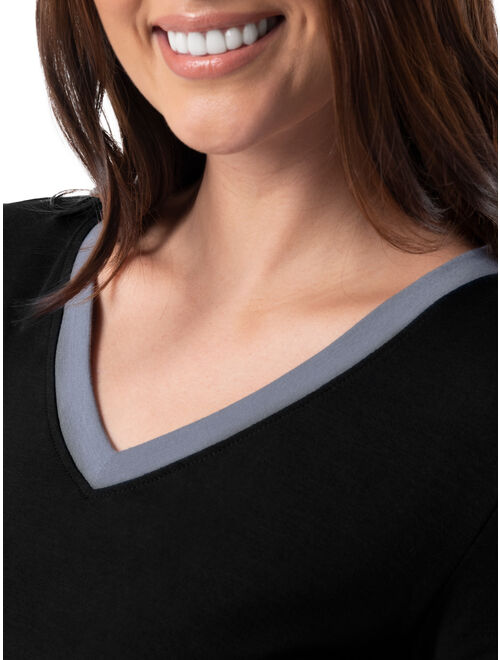 Fruit of the Loom Women's and Women's Plus Soft & Breathable V-Neck Tee and Pant 2-Piece Pajama Set