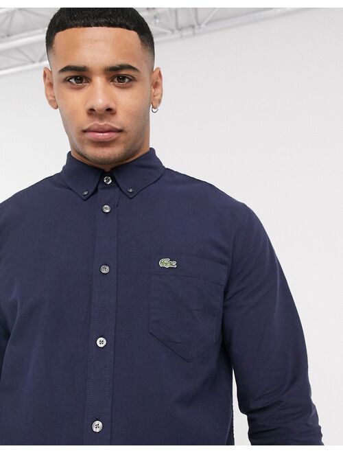 Lacoste button down collar oxford shirt in navy