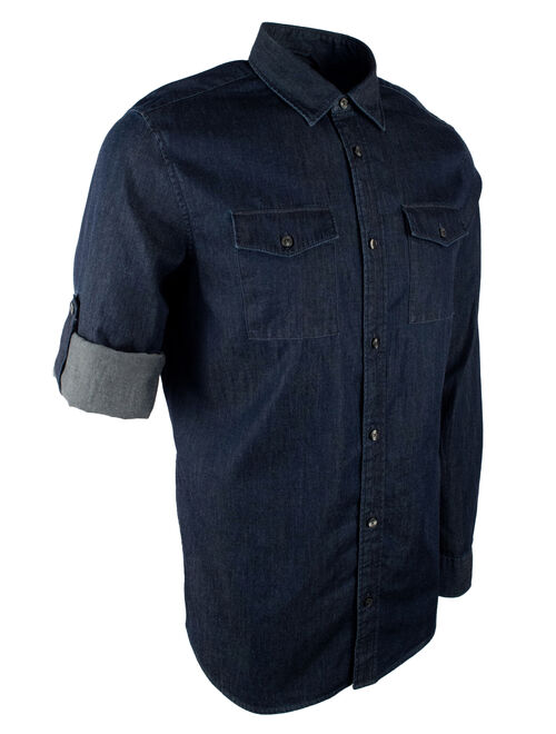 Michael Kors Men's Long Sleeve Denim Classic Fit Shirt