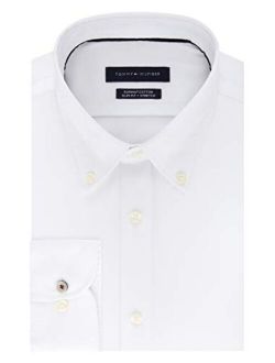 Men's Dress Shirt Slim Fit Stretch Solid Buttondown Collar