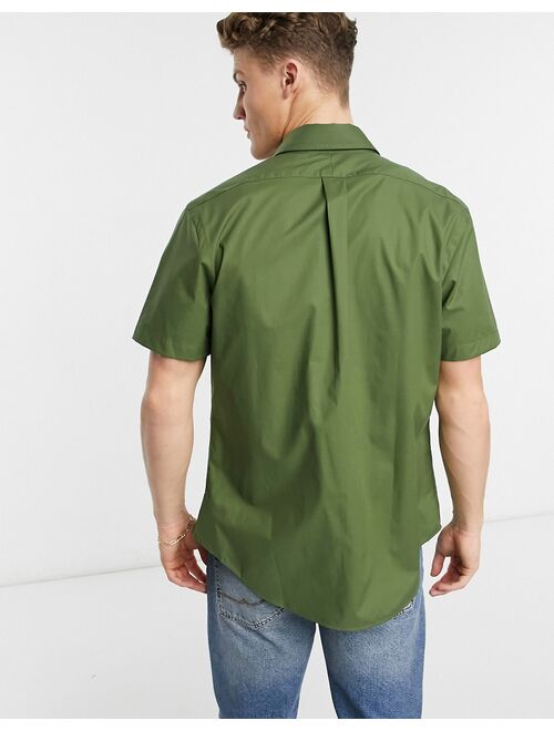 Polo Ralph Lauren player logo short sleeve poplin shirt button down custom regular fit in supply olive