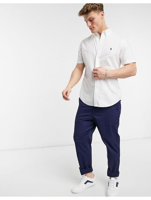 Polo Ralph Lauren player logo short sleeve poplin shirt button down custom regular fit in white