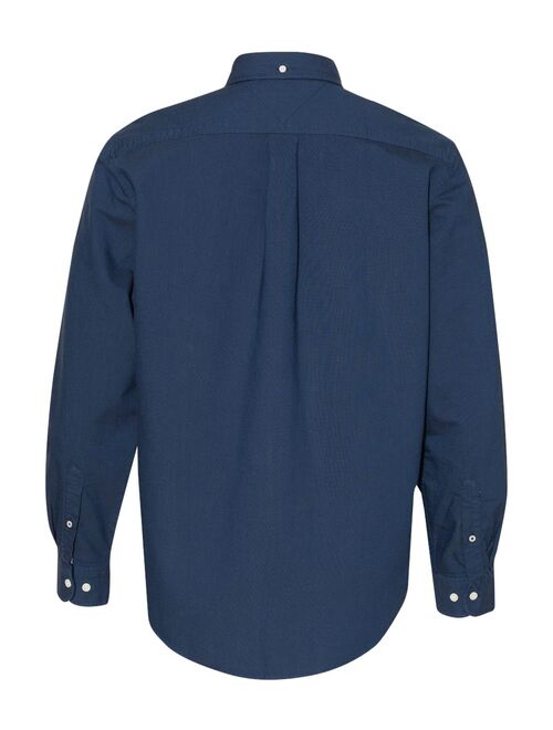 Tommy Hilfiger Mens New England Solid Oxford Shirt 13H1864, L, Navy Blazer, L