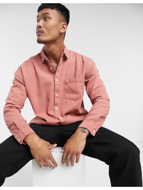 ASOS DESIGN 90s oversized organic denim shirt in pink