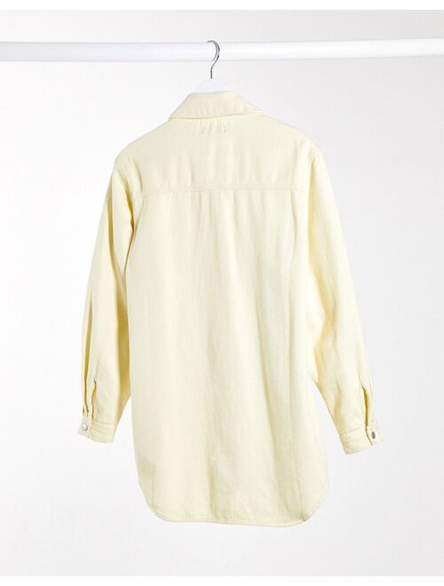 Missguided Tall two-piece contrast stitch denim shirt in vanilla
