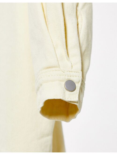 Missguided Tall two-piece contrast stitch denim shirt in vanilla