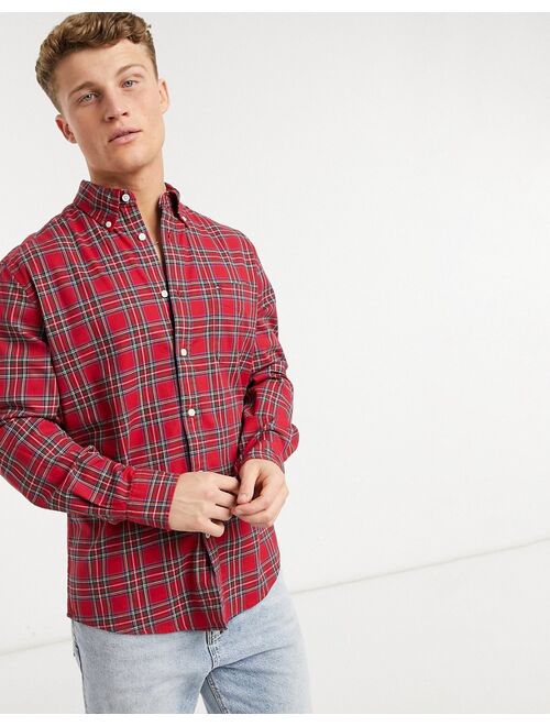 Tommy Hilfiger dylan tartan plaid long sleeve shirt in red
