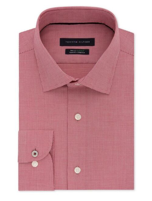 Tommy Hilfiger Tommy Hifiger Mens Slim-Fit Non-Iron Performance Stretch Check Dress Shirt