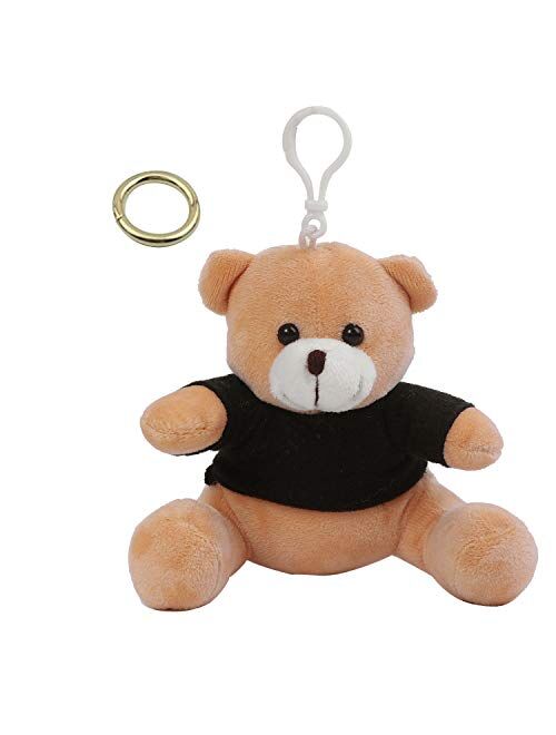 SANFERGE Cute Plush Stuffed Backpack Clip Toy Teddy Bear Keychain, Animal Handbag Charm Pendant for Girls Women