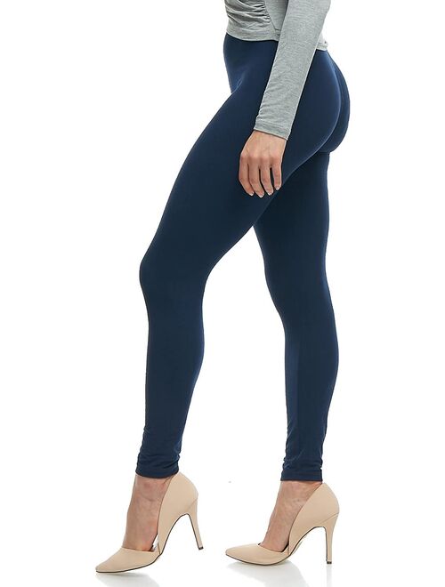 LMB Lush Moda Women's Leggings Basic Polyester - Extra Buttery Soft with Slimming Fit for Casual Wear, Lounging, Yoga, Exercise and Layering - Many Colors - Navy (XS - XL