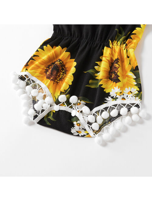 PatPat Mommy and Me Sunflower Print Tank Short Jumpsuits