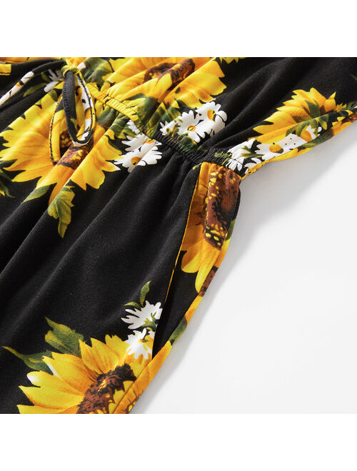 PatPat Mommy and Me Sunflower Print Tank Short Jumpsuits
