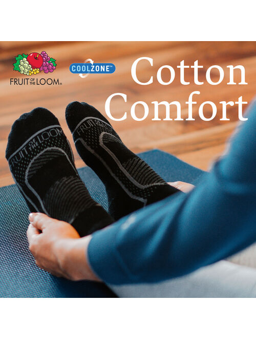 Fruit of the Loom Women's CoolZone Cotton Cushioned Ankle Socks, 6-Pack