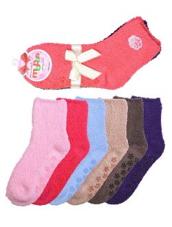 6 Pair of Women Plush Fuzzy Soft Cozy Slipper Socks Warm - Plain