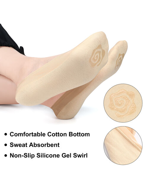 5 Pairs No Show Socks for Women, Non-Slip Invisible Hidden Socks, Low Cut Liner Socks for Flats, Boat Shoes, Loafers, Size 6-10 US