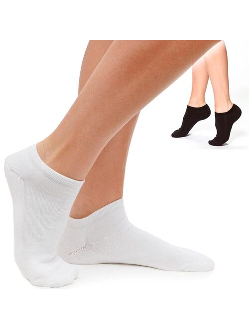 12 Pair Women Ankle Socks Low Cut Fit Crew Size 6-8 Sport Black White Grey