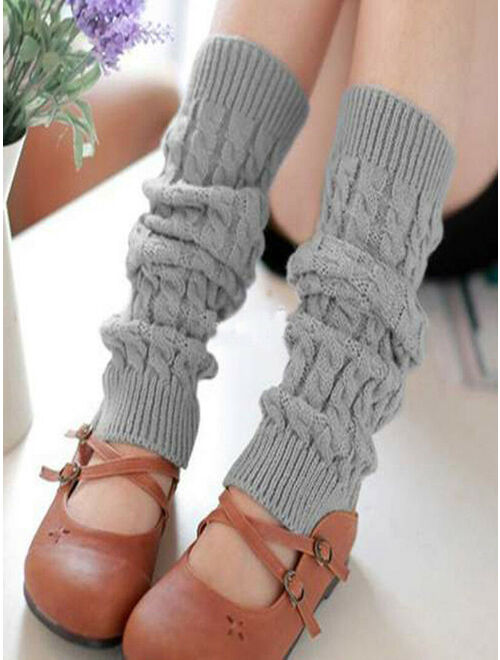 Canis Women Winter Warm Knit High Knee Leg Warmers Crochet Leggings Boot Socks Slouch