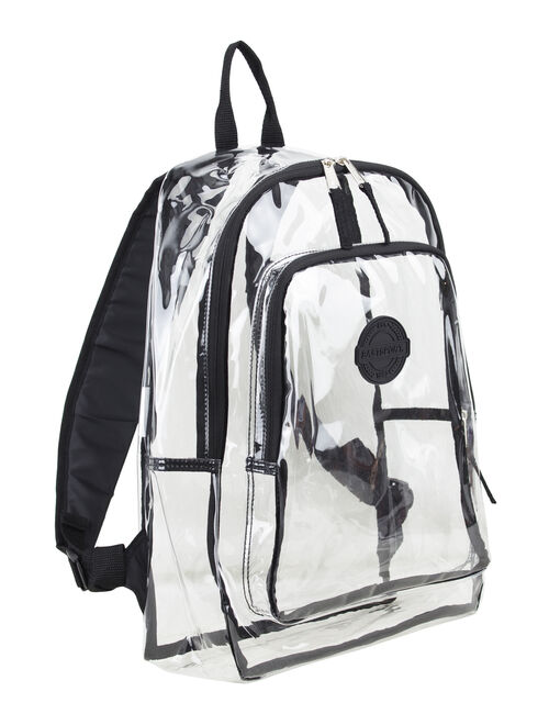 Eastsport Multi-Purpose Clear Backpack with Front Pocket, Adjustable Straps, Black