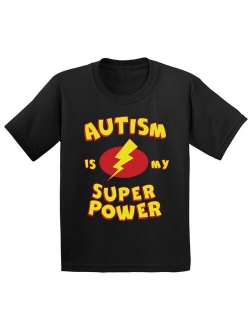 Youth Autism Is My Super Power Graphic Youth Kids T-shirt Tops Autism Awareness
