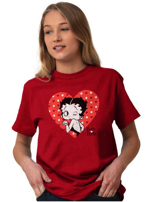 Vintage Ladies TShirts Tees T For Women Betty Boop Valentines Day Kisses Gift