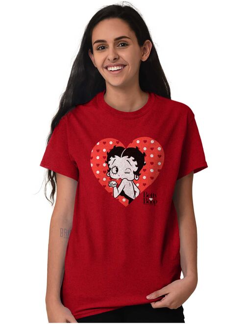 Vintage Ladies TShirts Tees T For Women Betty Boop Valentines Day Kisses Gift