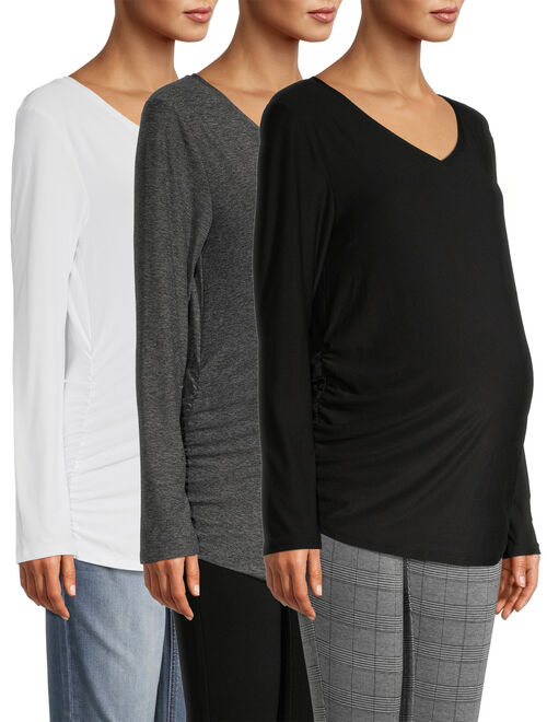Maternity Time and Tru Long Sleeve T-shirt, 3 Pack