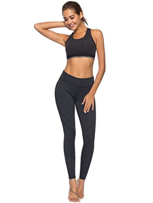 Mint Lilac Women's High Waist Yoga Leggings Athletic Tummy Control Casual Pants with Pocket