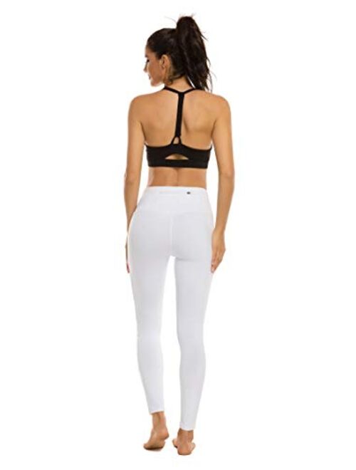 romansong Women's Mesh Leggings Yoga Pants with Pocket, Non See-Through Capri High Waisted Tummy Control 4 Way Stretch