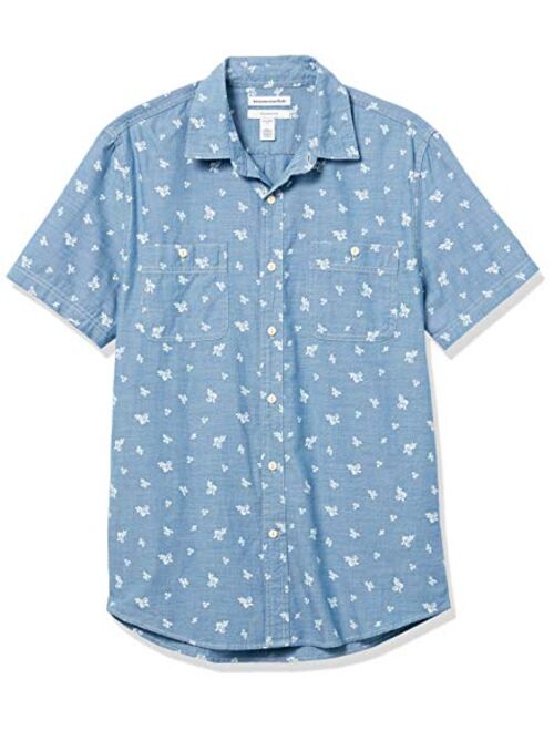 Amazon Essentials Men's Slim-fit Short-Sleeve Chambray Shirt